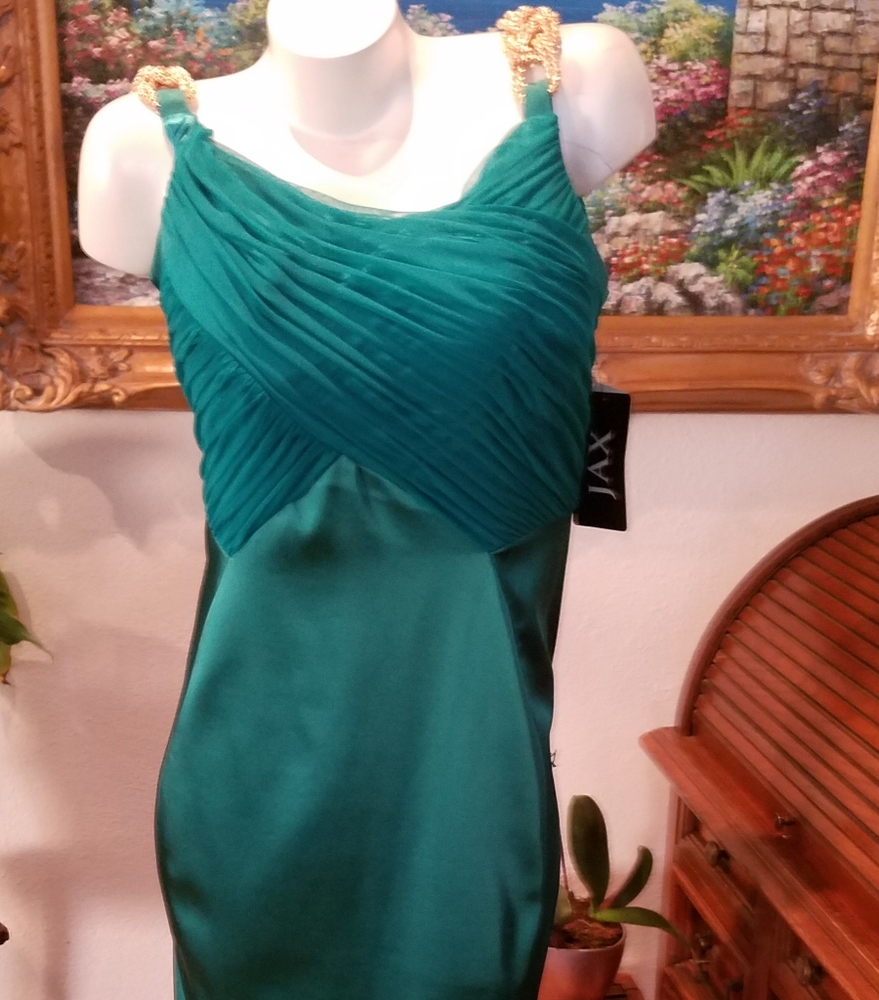 Emerald dress with golden straps